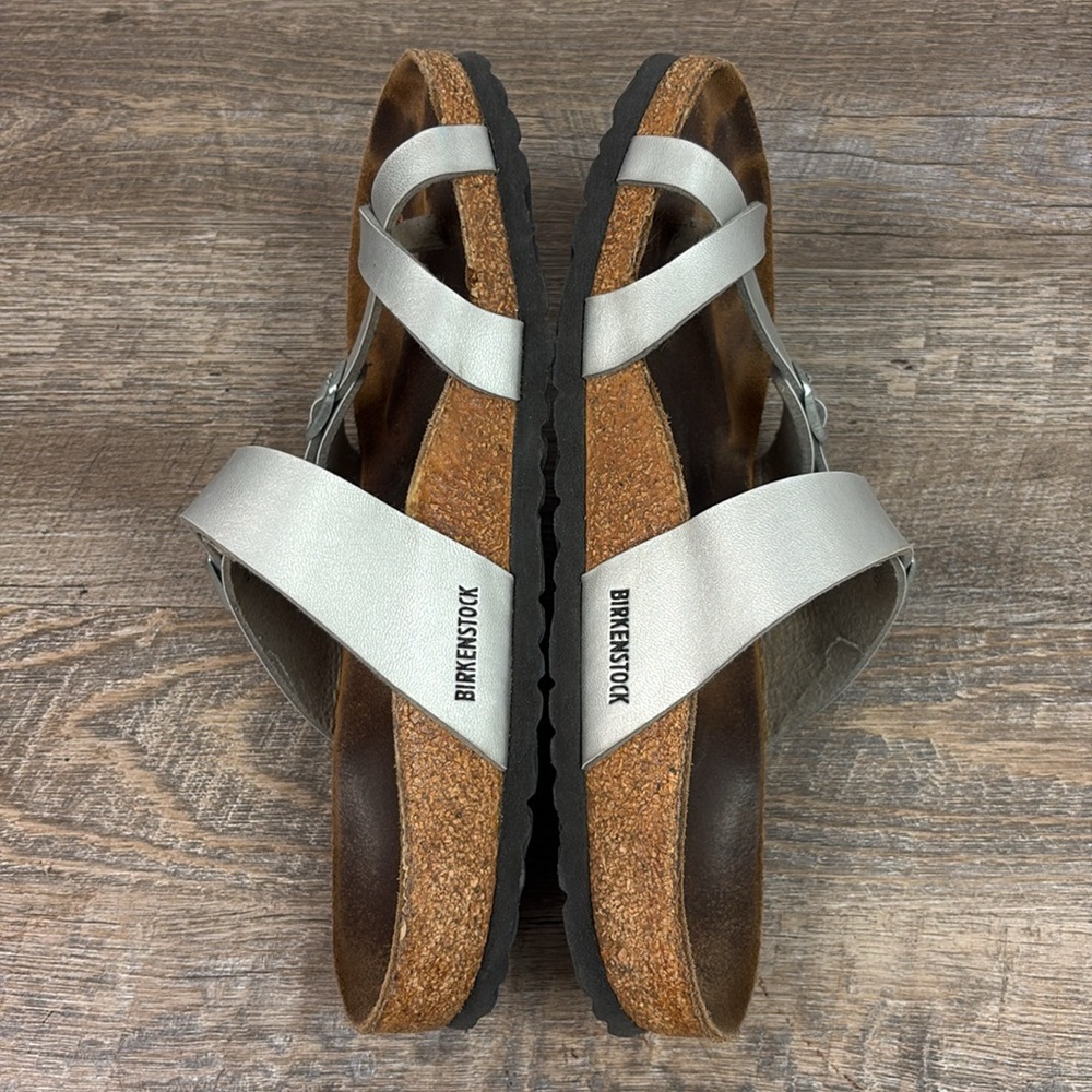 Birkenstock MAYARI  Silver Cross-Strap Sandals 41 (US 10-10.5) - Picture 5 of 9